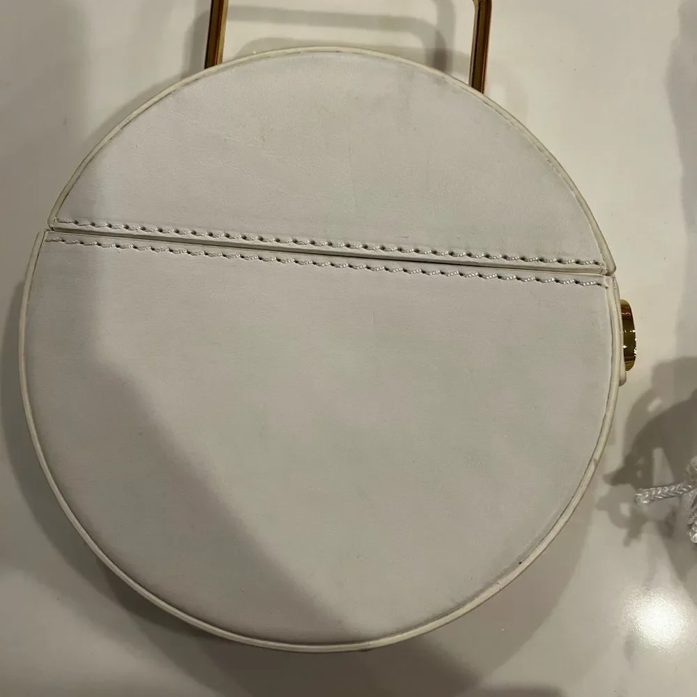 Rachel Comey Rider Circle Bag Ivory White Leather Round Brass Top Handle Rare - Picture 13 of 15